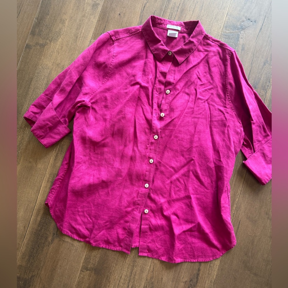 Chicos linen blouse in Fuchsia